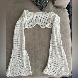 Boho bell sleeve crochet crop